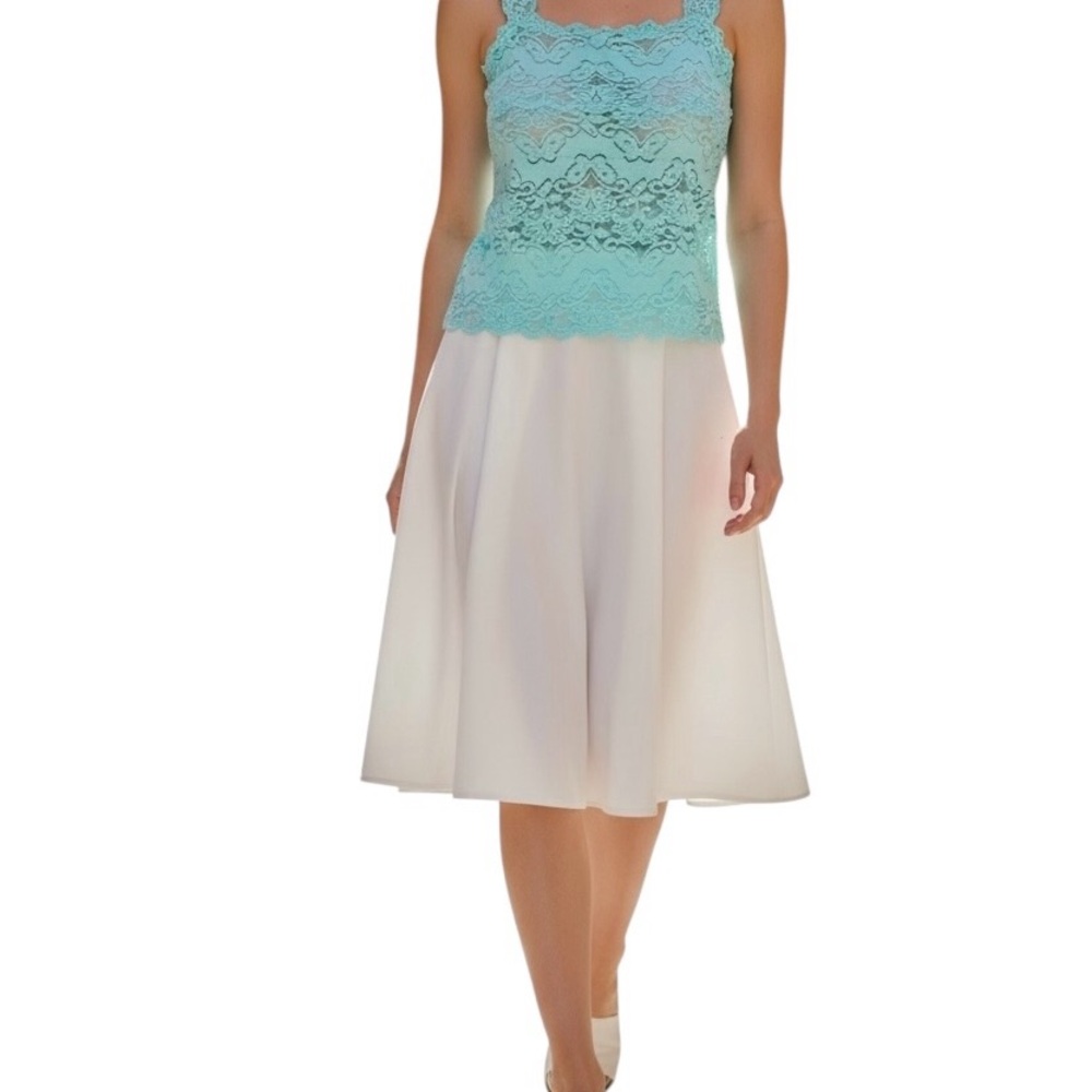 Sabora Aqua Blue Butterfly and Floral Design Lace Tank Top sz L - Picture 7 of 16